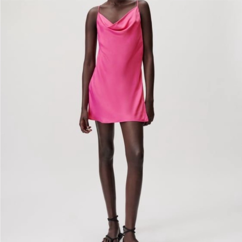 Hot pink Zara slip dress